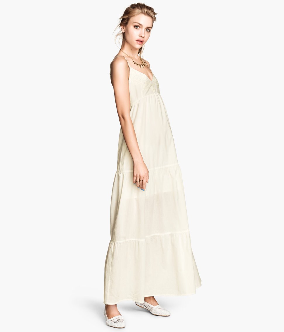 Geit verkorten Afstoting H&M Cotton Maxi Dress in Natural White (Natural) - Lyst