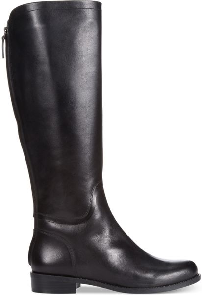 Nine West Contigua Tall Wide Calf Riding Boots in Black (Black Leather ...