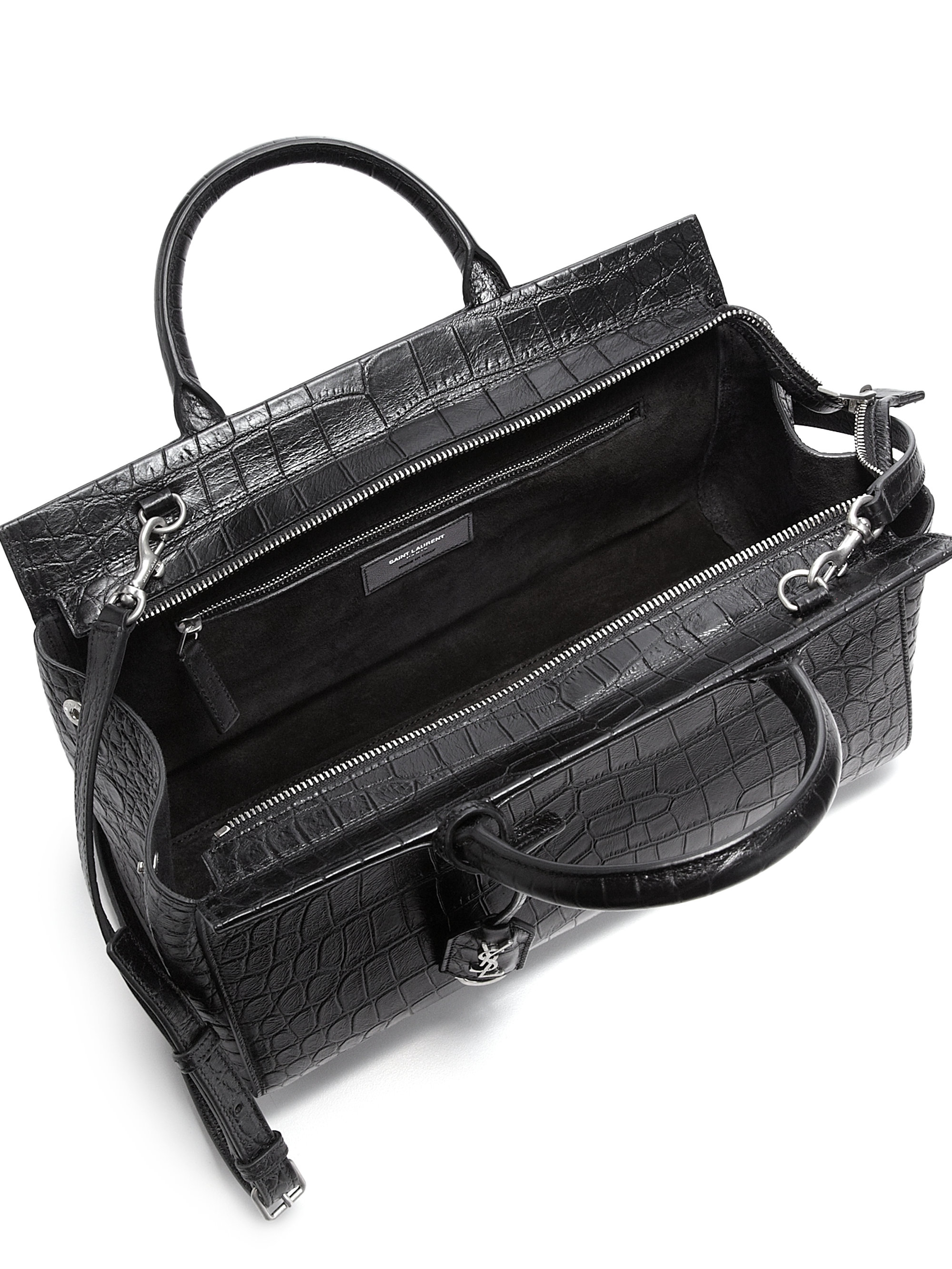 Saint laurent Monogram Cabas Small Crocodile-embossed Leather ...
