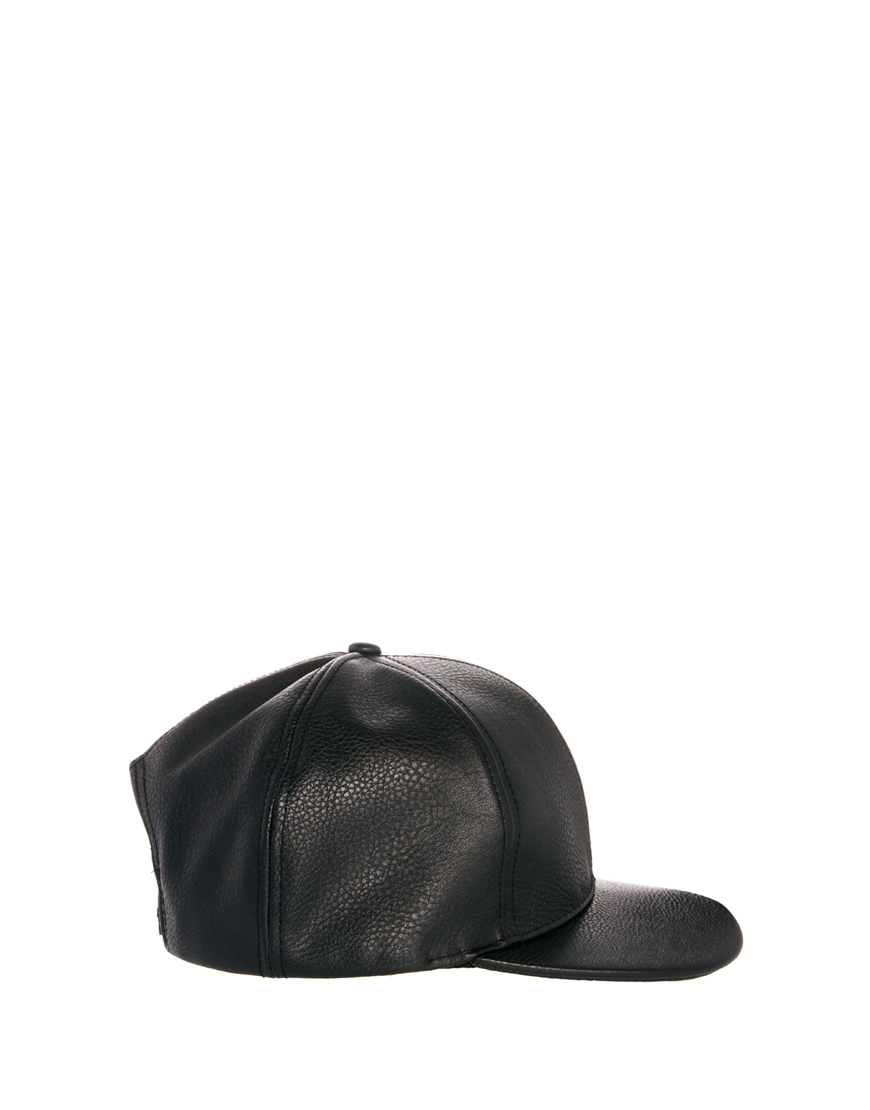 black faux leather cap