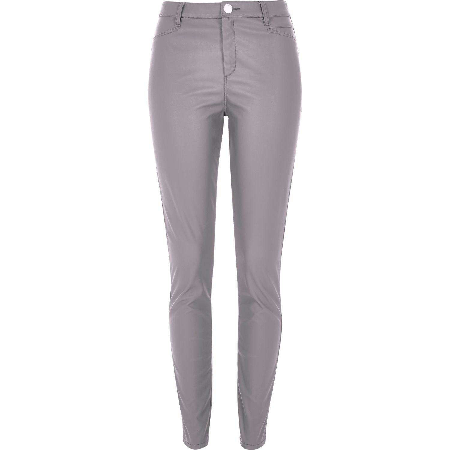River Island Grey Skinny Leather-look Trousers in Grey - Lyst