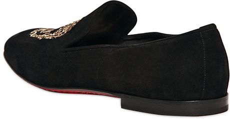Kardinale Skull Embroidered Suede Loafers in Black for Men | Lyst