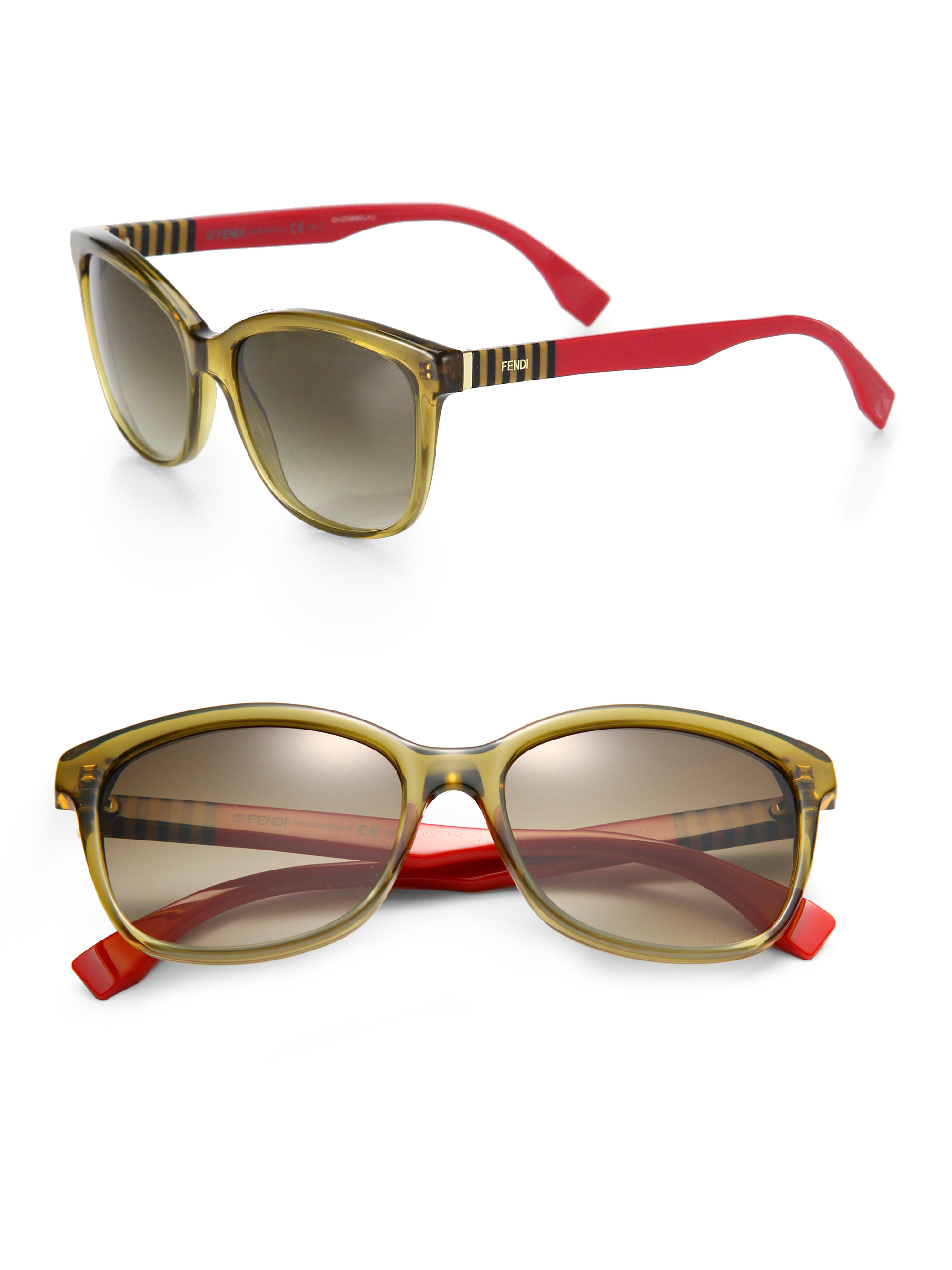 Fendi Striped-side Wayfarer Sunglasses 