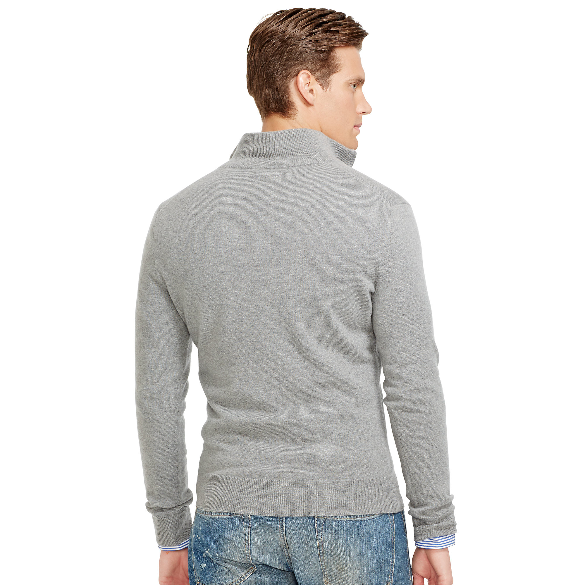 Download Polo ralph lauren Cashmere Half-Zip Sweater in Gray for ...