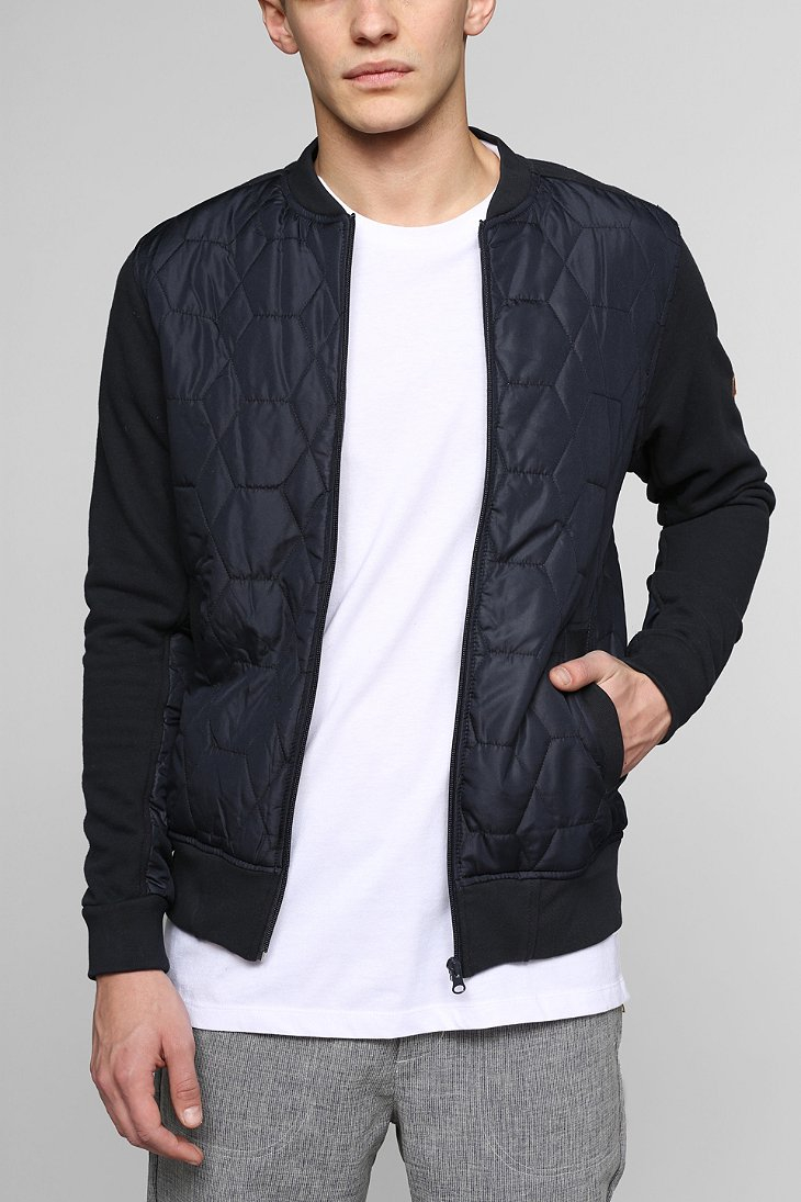 Lyst Urban Outfitters Unyforme Quilted Bomber Jacket in Blue for Men