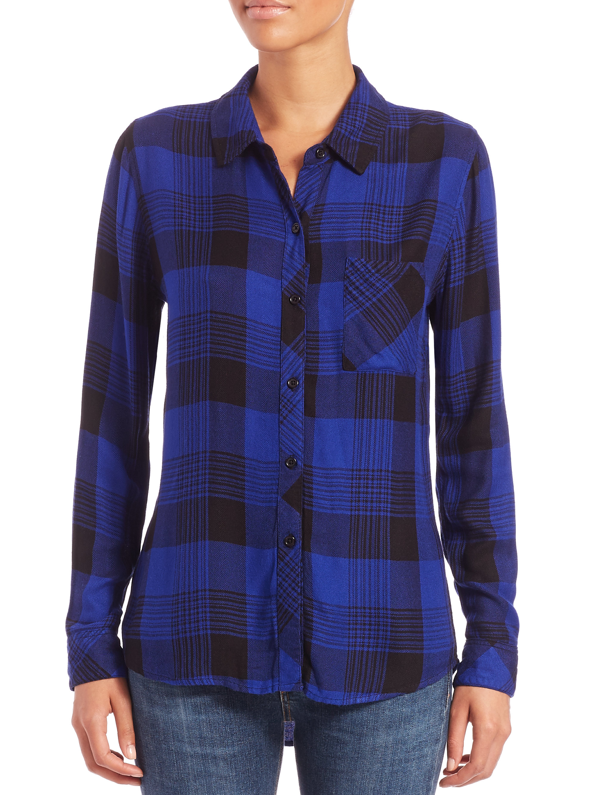 Rails Hunter Plaid Button-down Shirt in Cobalt-Black (Blue) - Lyst