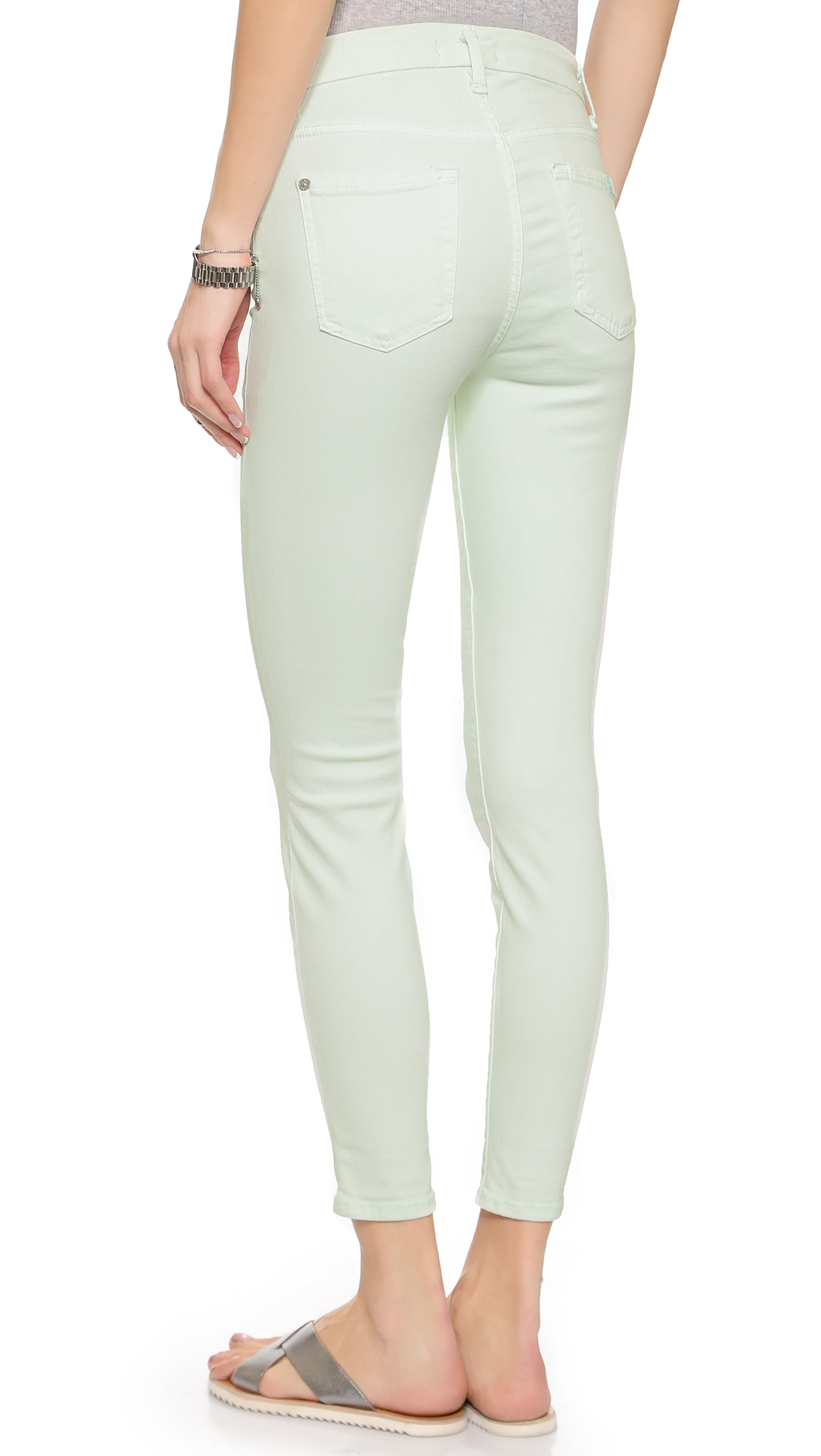 7 For All Mankind High Waisted Ankle Skinny Jeans - Crystal Pink in Light  Mint (Green) | Lyst