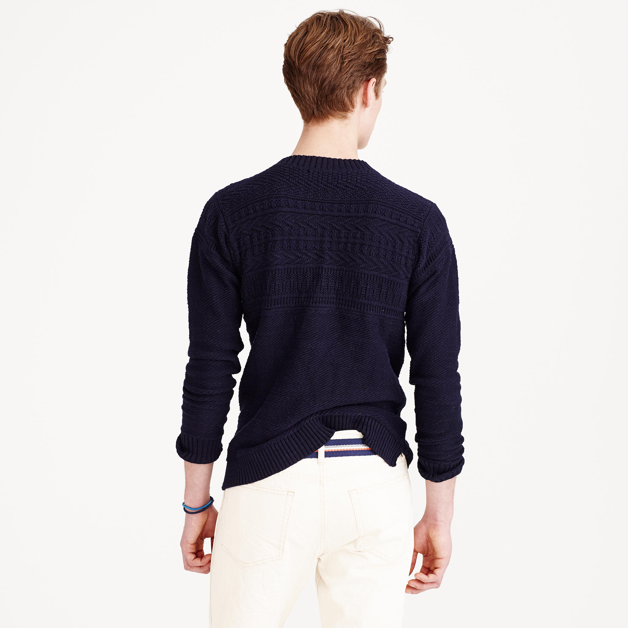 J.Crew Rustic Cotton Fisherman Sweater in Deep Navy (Blue) for Men Lyst
