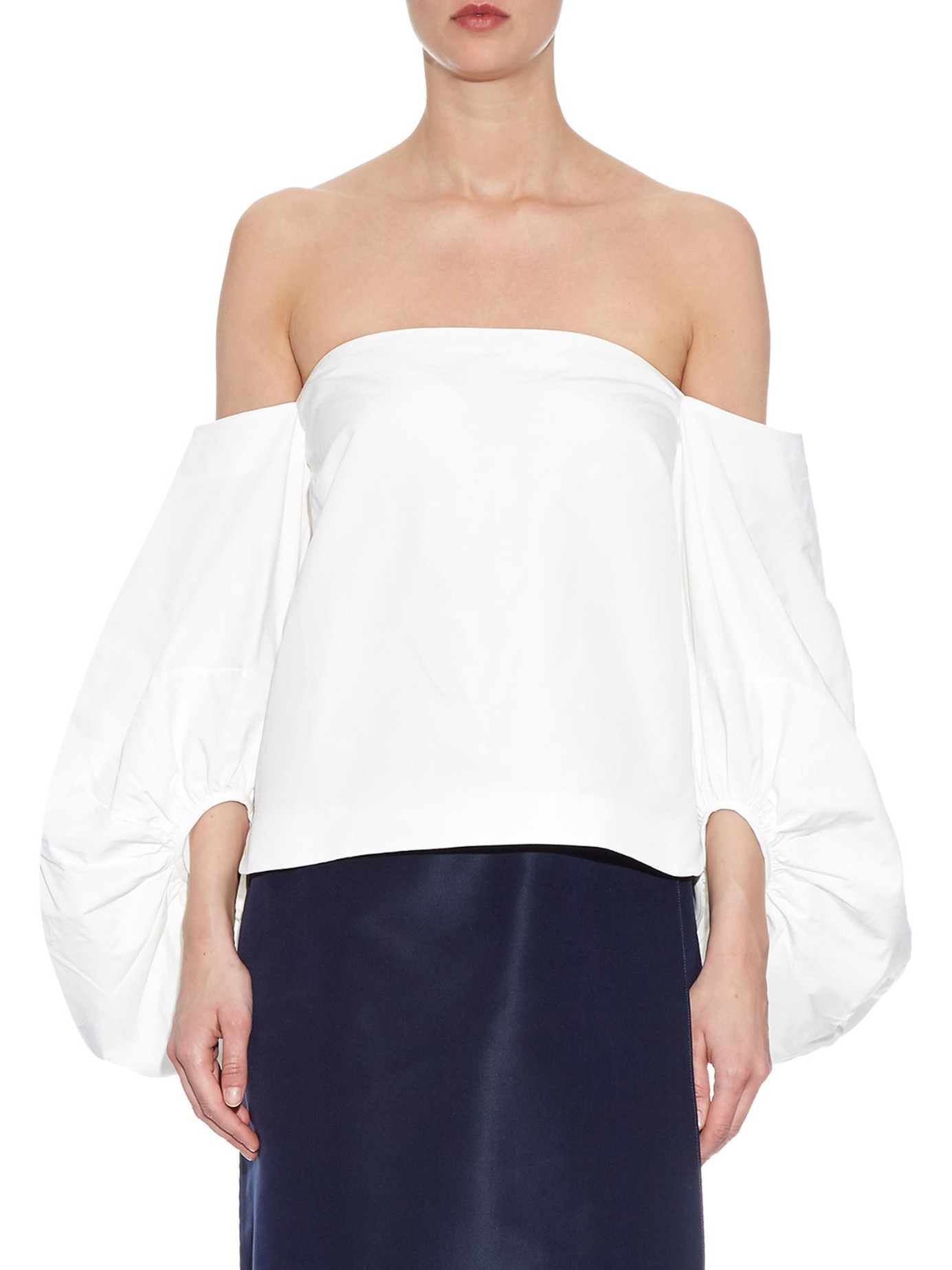 Rosie Assoulin Off-The-Shoulder Balloon-Sleeved Top in White - Lyst