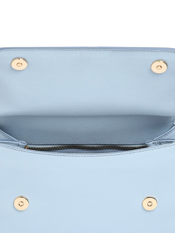 BLUE DAUPHINE LEATHER SMALL SICILY BAG - styleforless