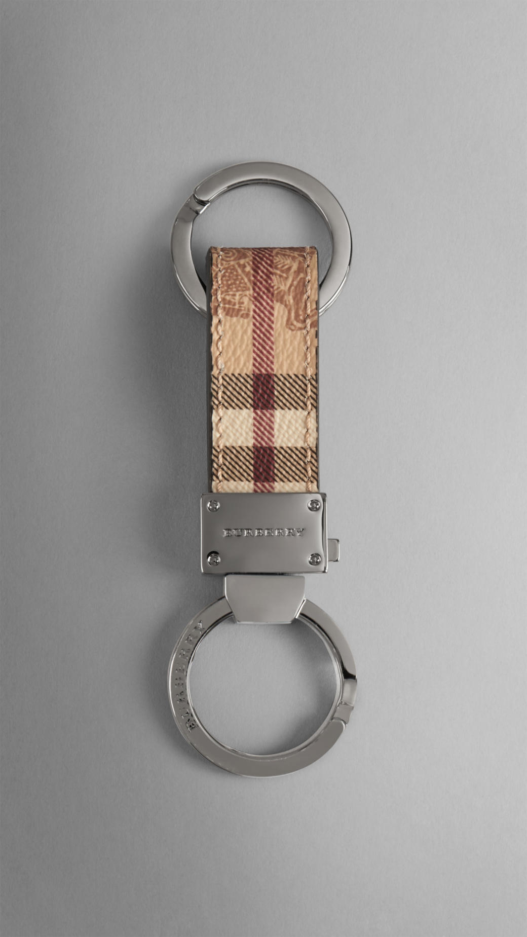 Burberry Haymarket Check Leather Key Ring in Natural for Men