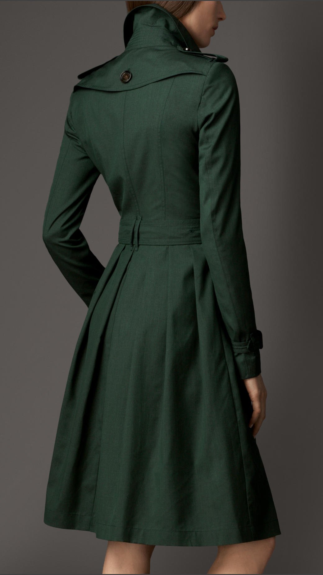 Lyst - Burberry Long Full Skirted Wool Silk Trench Coat in Green