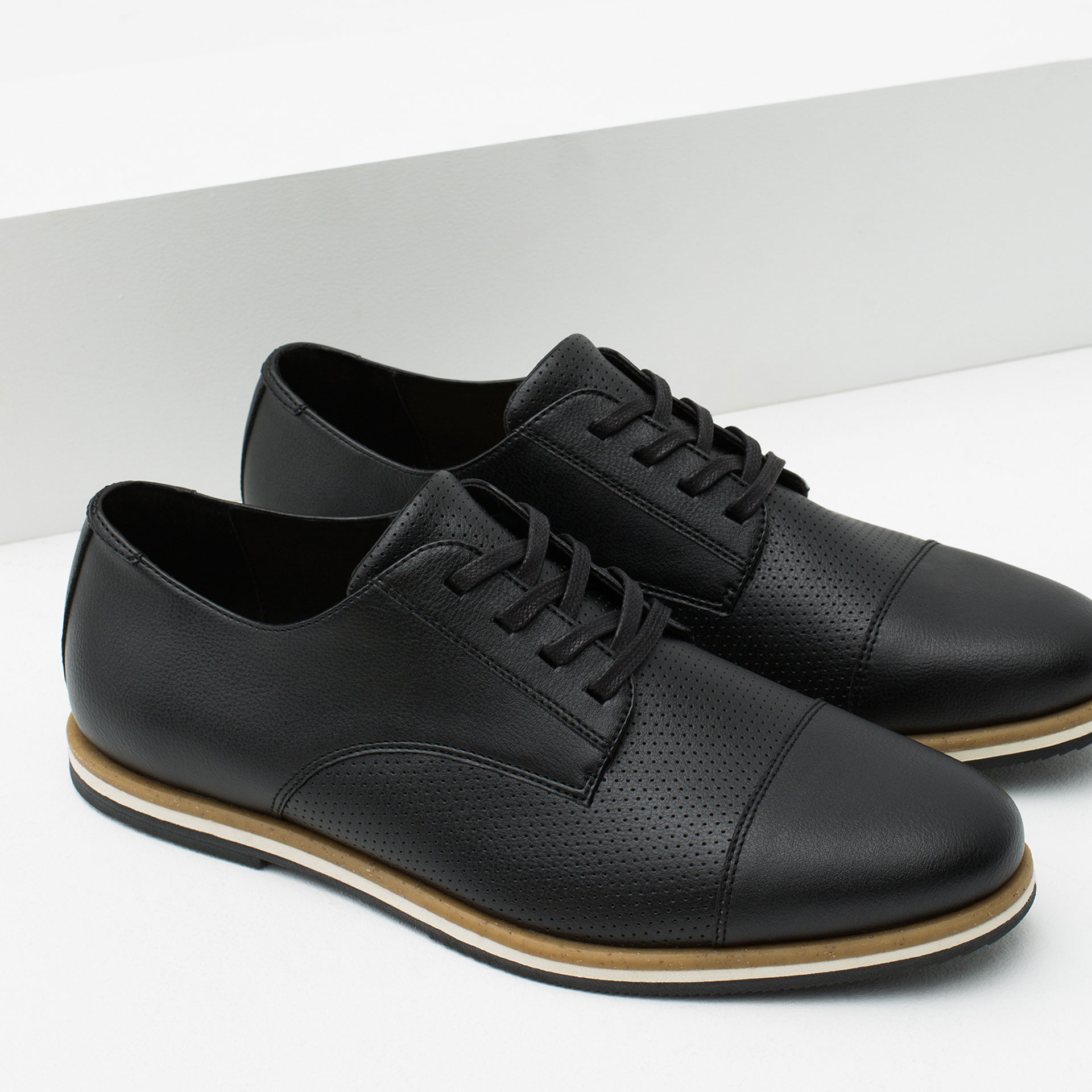 Zara Micro Perforated Urban Shoes in Black for Men | Lyst