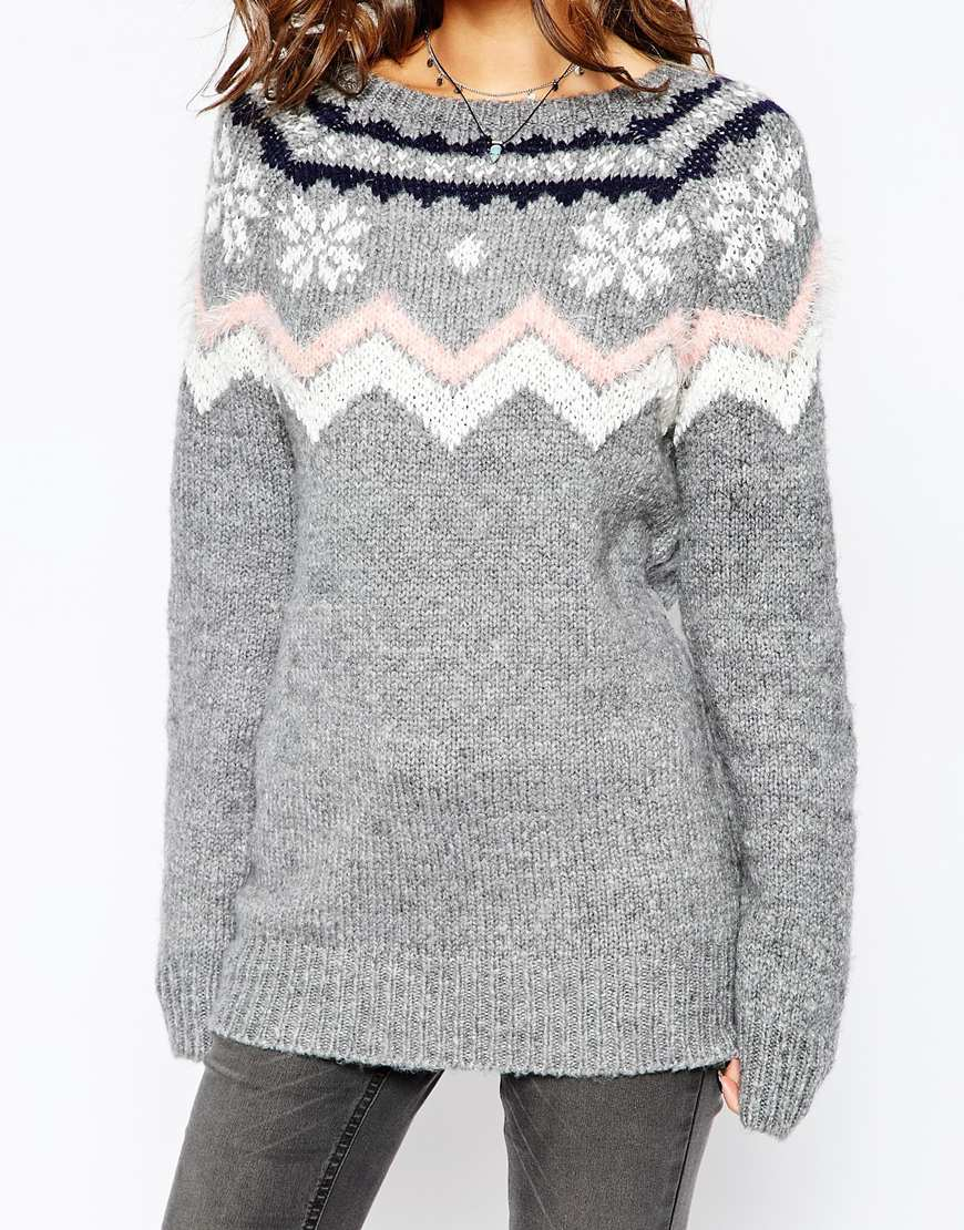gray snowflake sweater