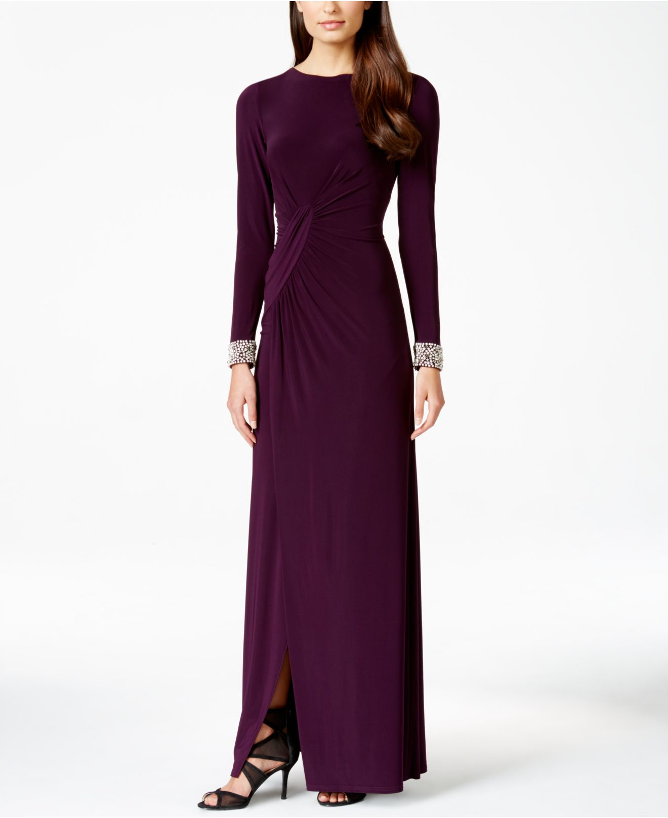 plum long sleeve dress