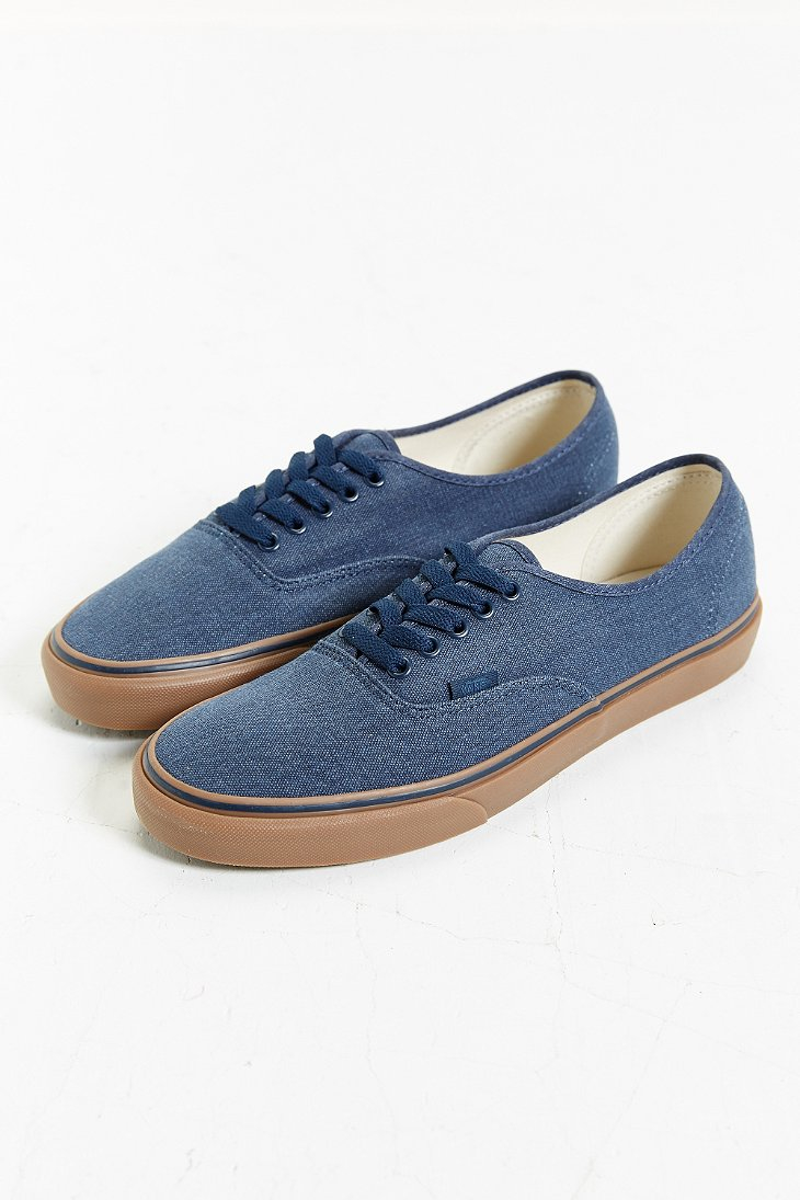 blue vans with brown sole