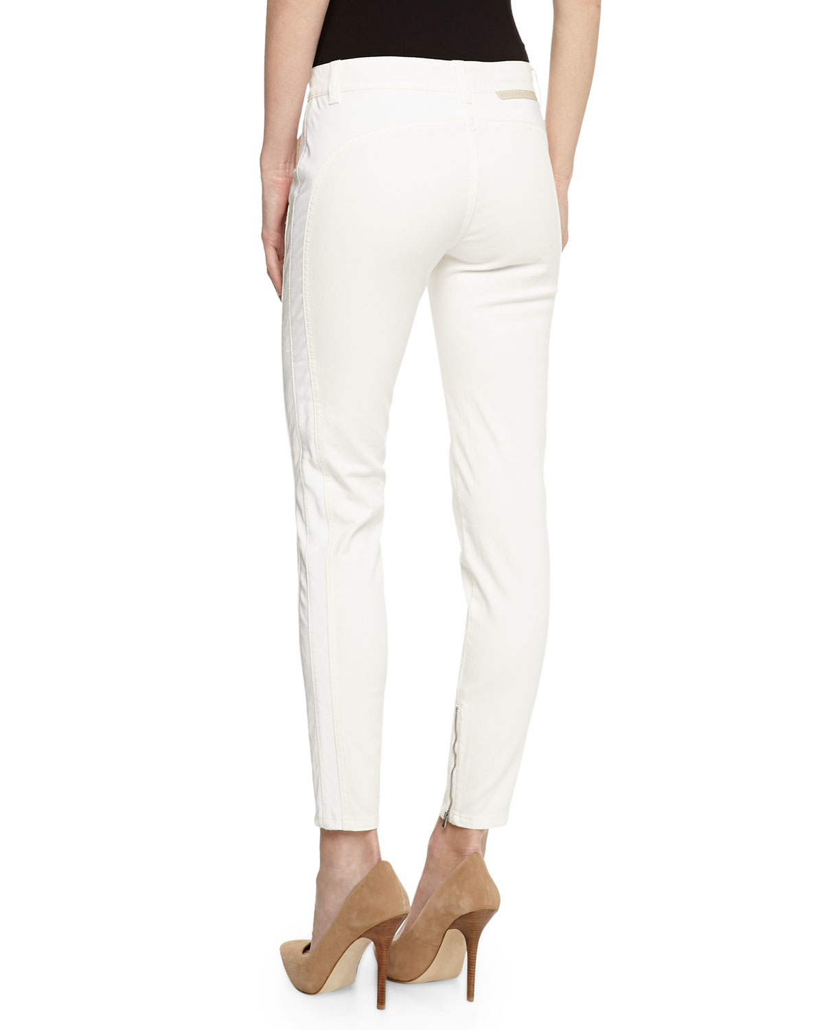 white satin skinny pants