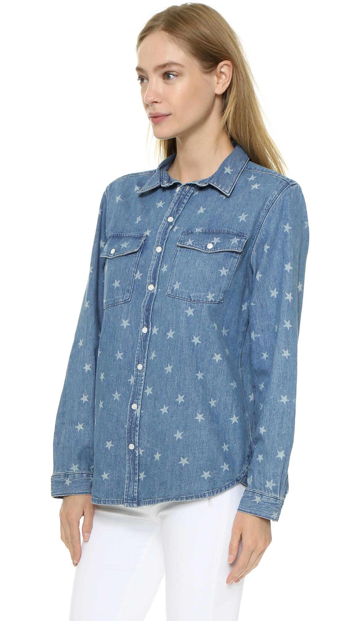 Zoe Karssen Star Chambray Buttondown Shirt - Denim Blue | Lyst