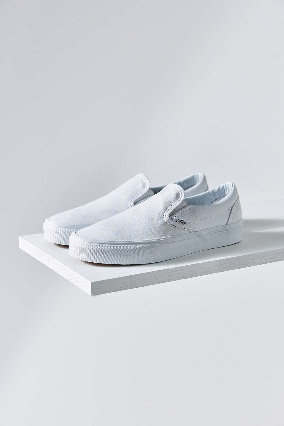 grey and white check vans