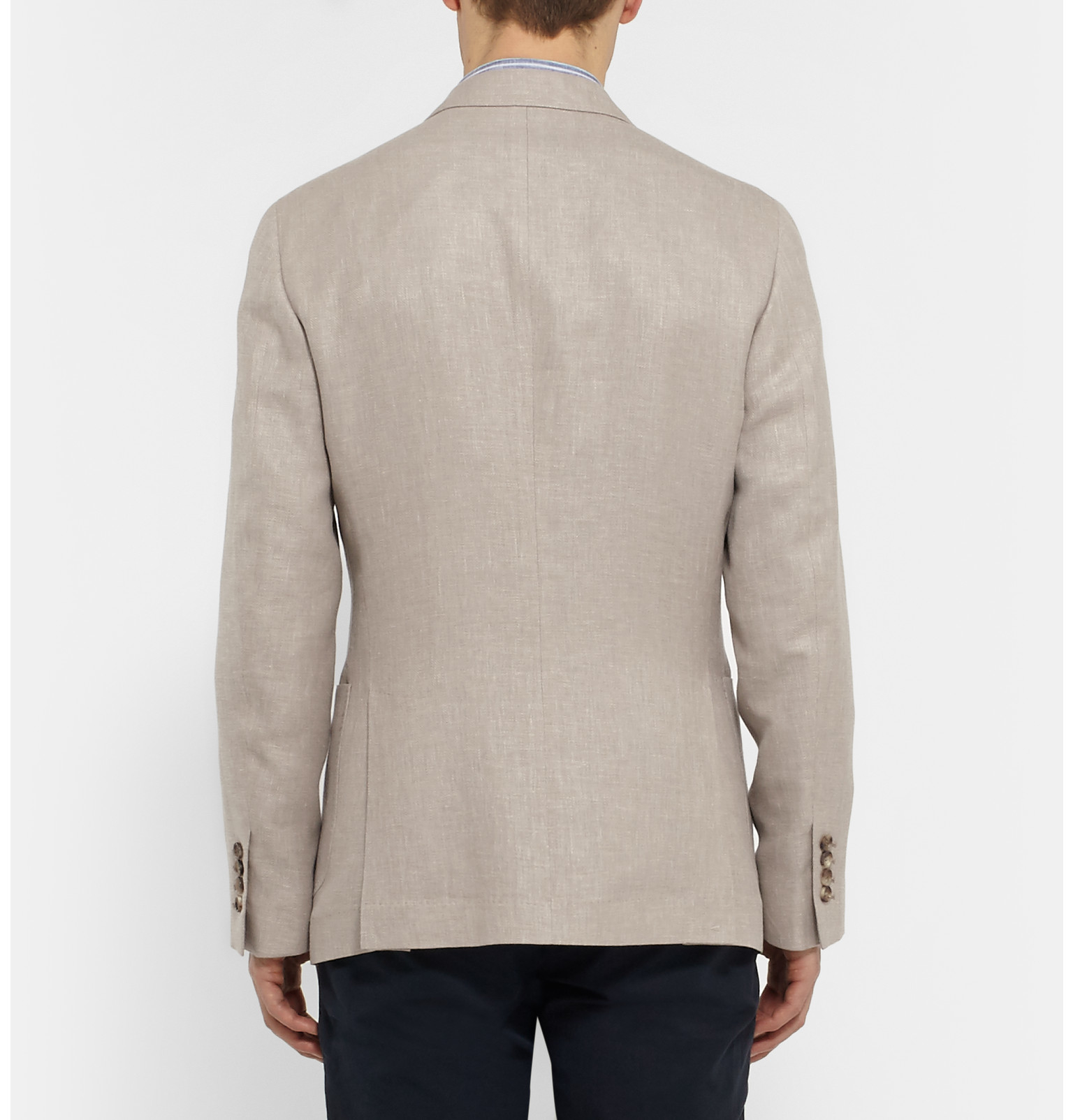 Brunello Cucinelli Stone Double-breasted Linen, Wool And Silk-blend ...