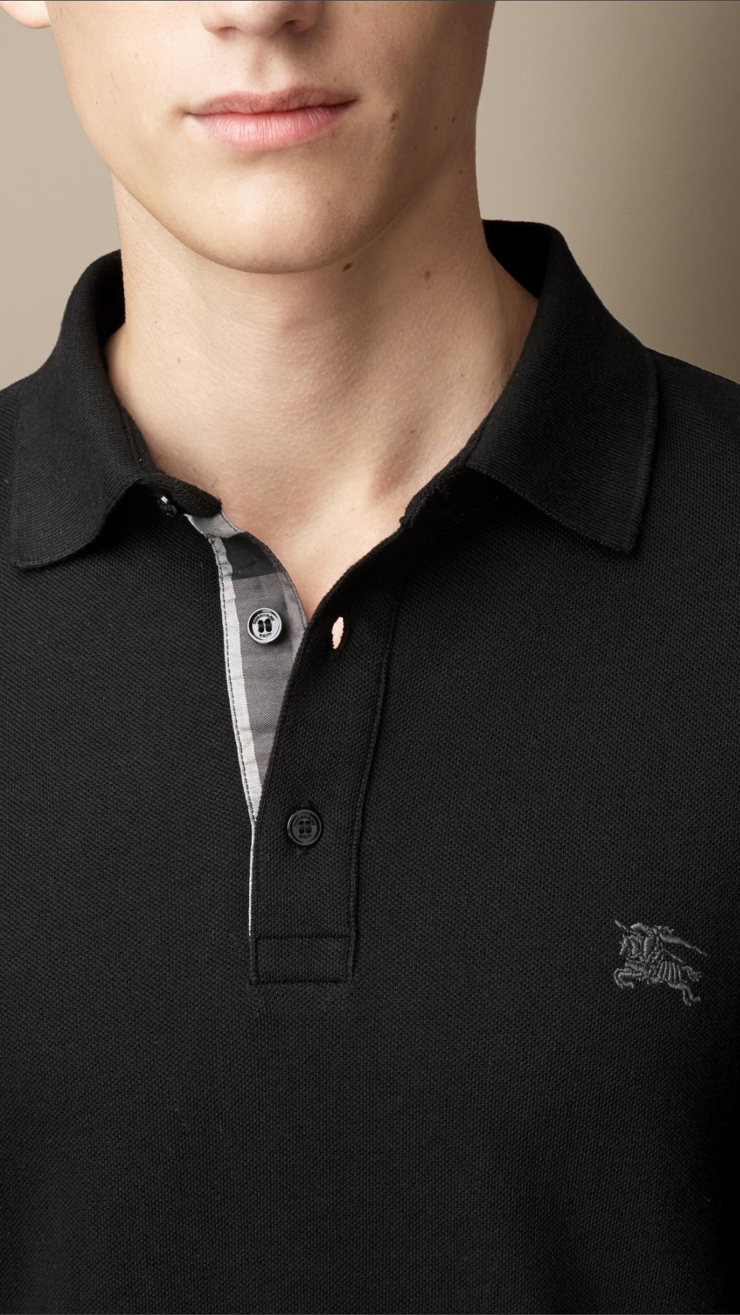 Burberry Long Sleeve Polo Shirt in Black for Men | Lyst