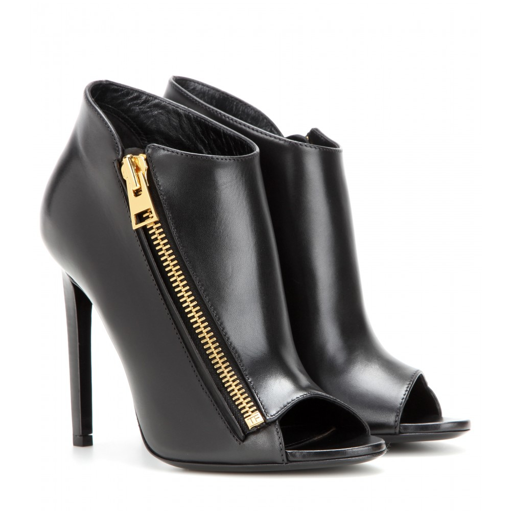 Lyst Tom Ford OpenToe Leather Ankle Boots in Black