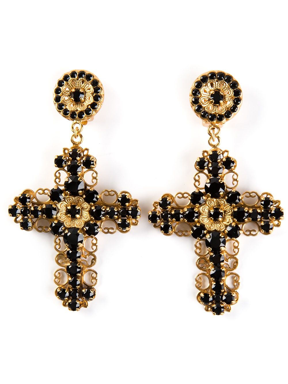 Dolce & Gabbana Cross Clip On Earrings in Metallic | Lyst