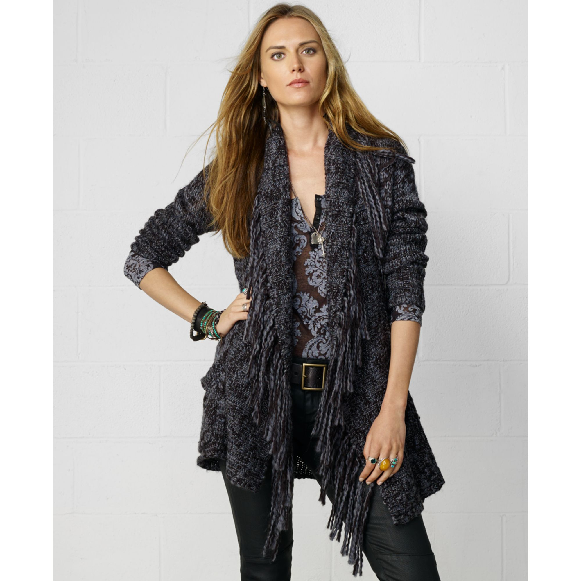 ralph lauren fringe sweater