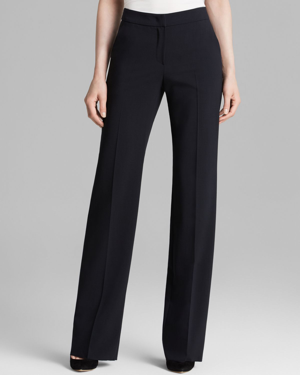 wide leg wool trousers