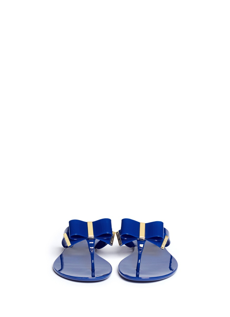 Michael Kors Kayden Bow Thong Sandals in Blue | Lyst