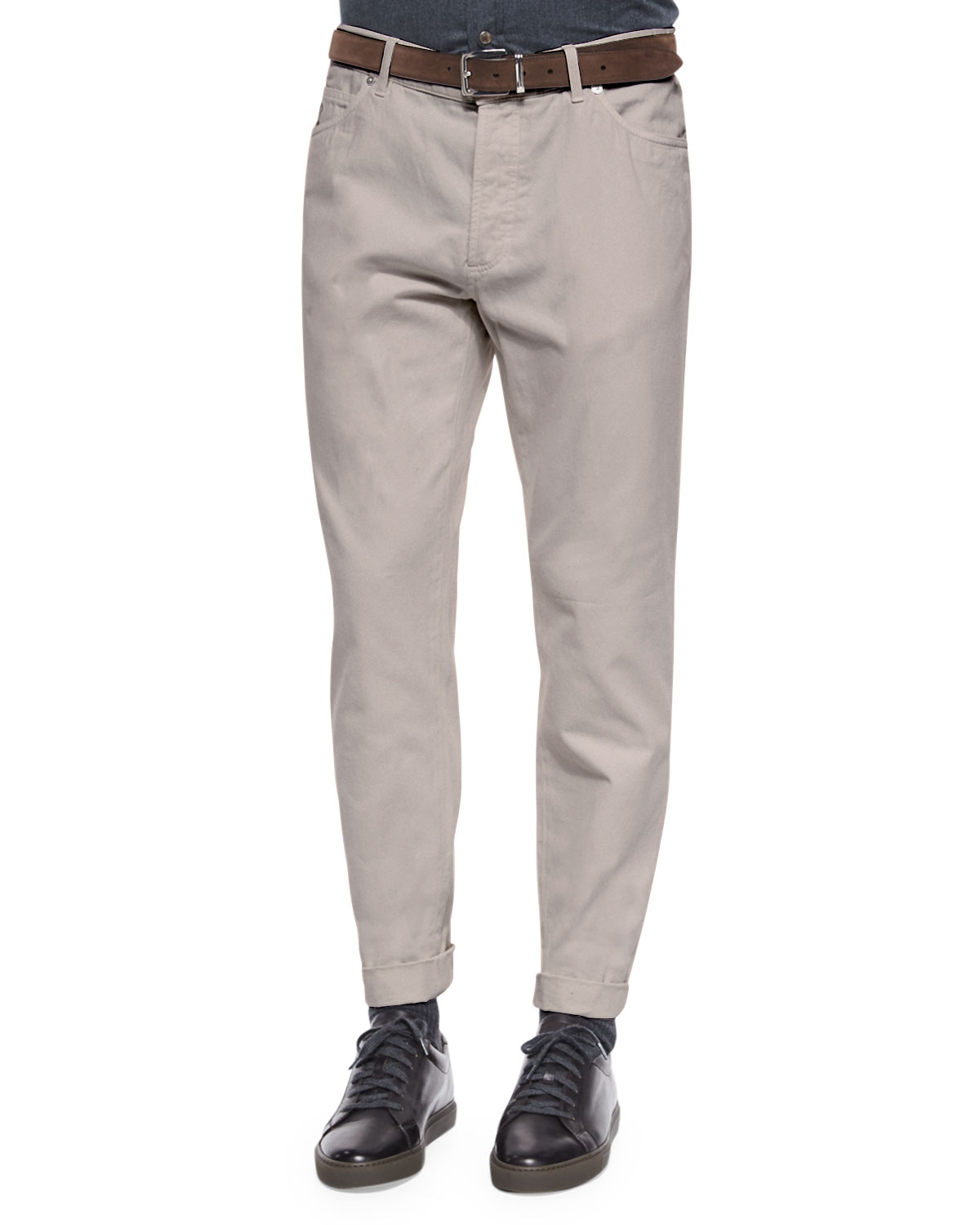 Brunello cucinell Five-Pocket Cotton Pants in Gray for Men (DARK GRAY) | Lyst