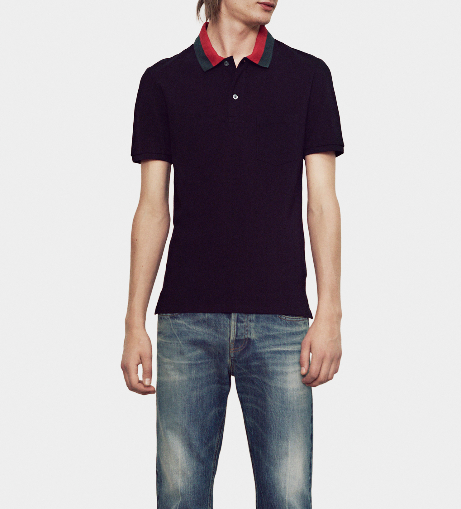cotton piquet polo with web collar