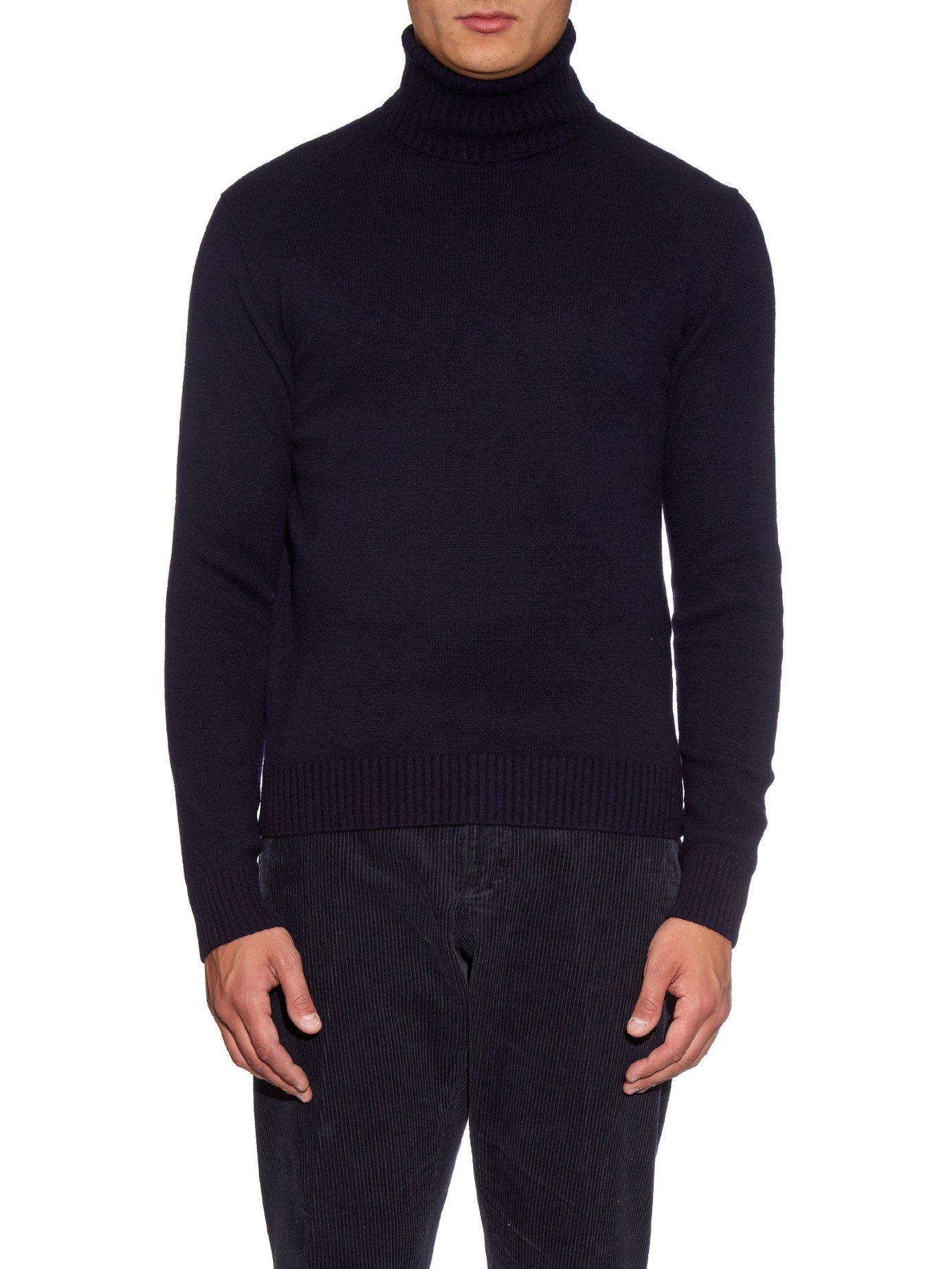 navy roll neck sweater