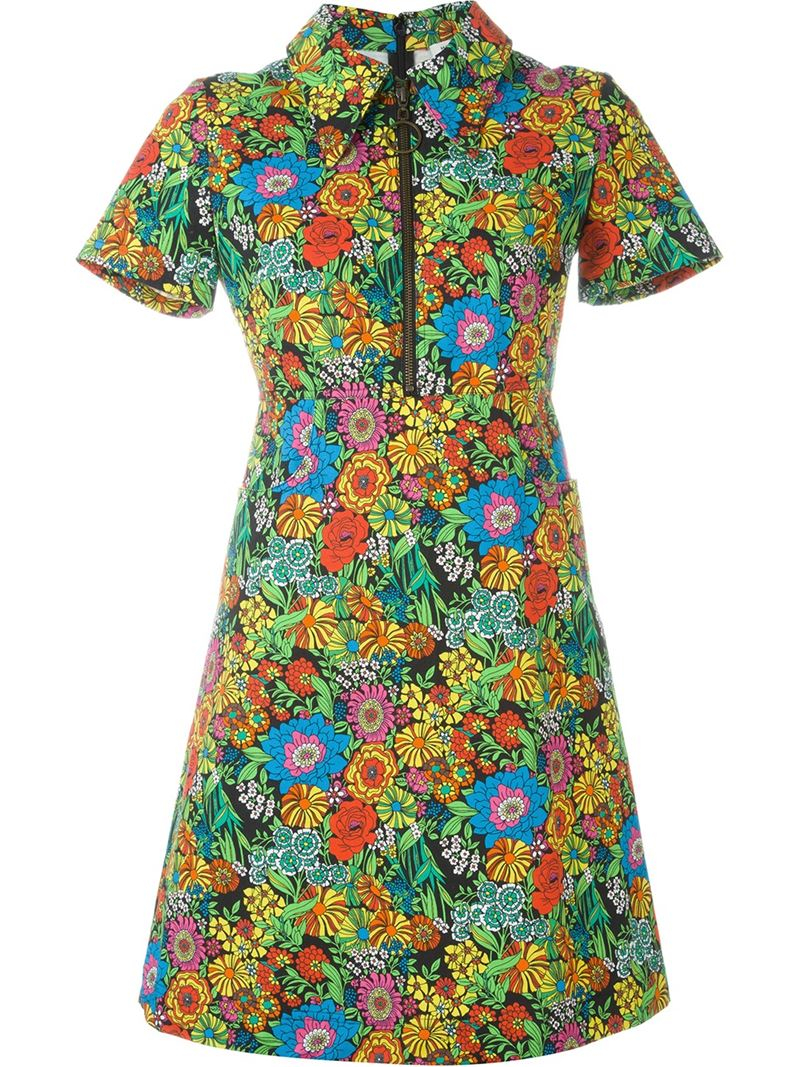 Lyst - Manoush Floral Print Zip Dress