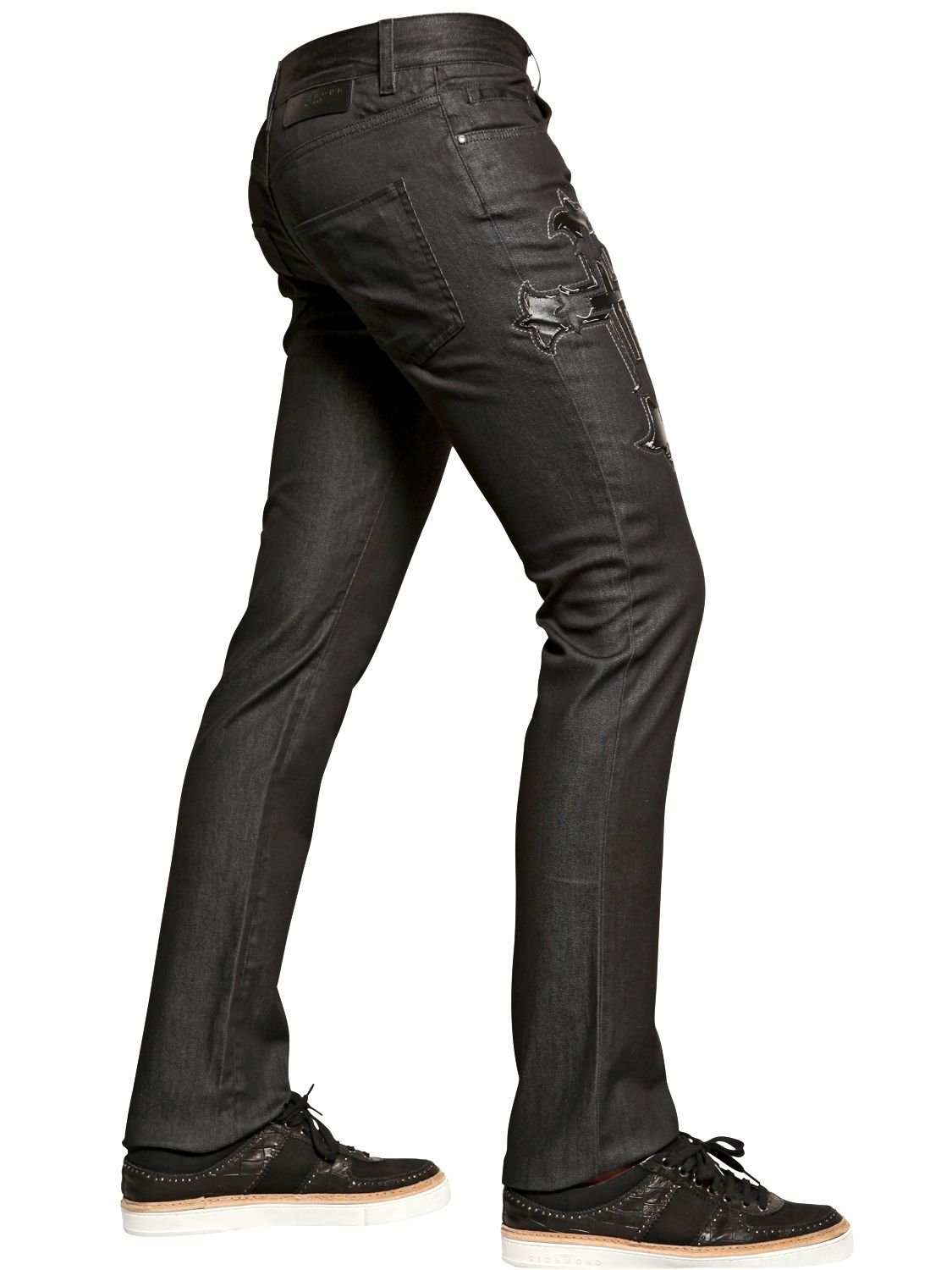 John Richmond 17Cm Stretch Cotton Denim Jeans in Dark Grey (Gray) for ...