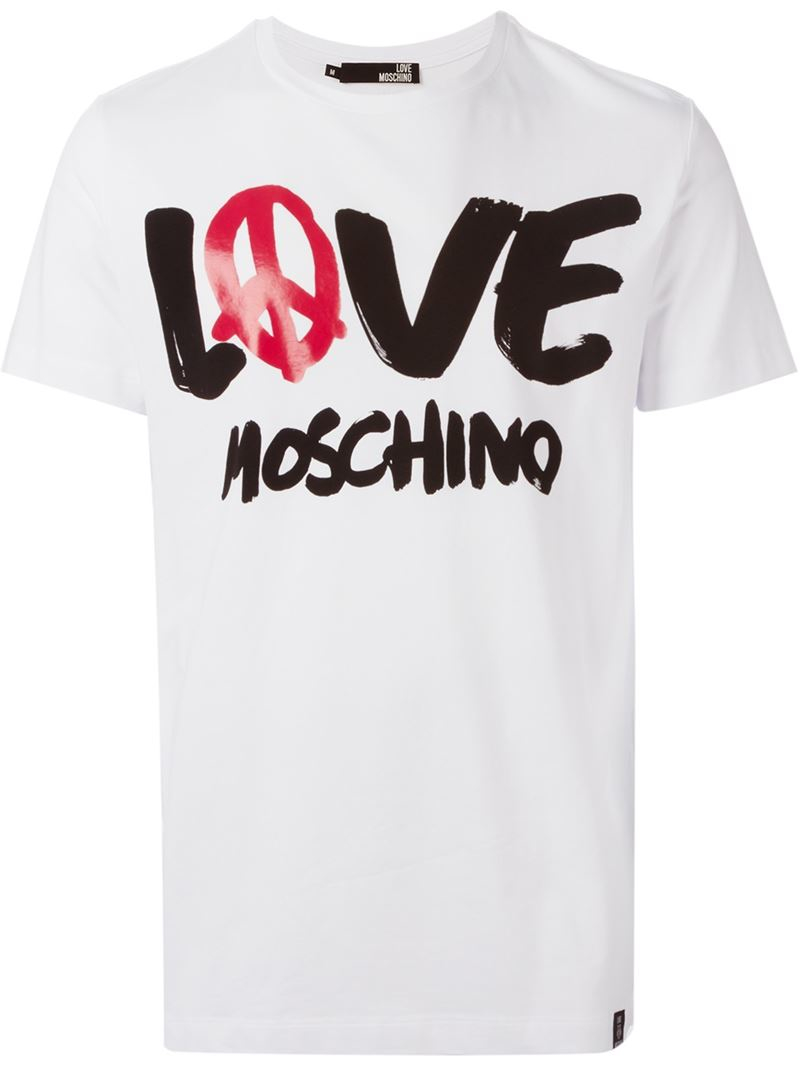 Love Moschino Logo Print T-Shirt in White for Men | Lyst