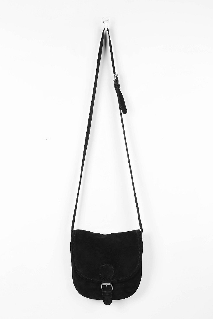 small black suede crossbody bag