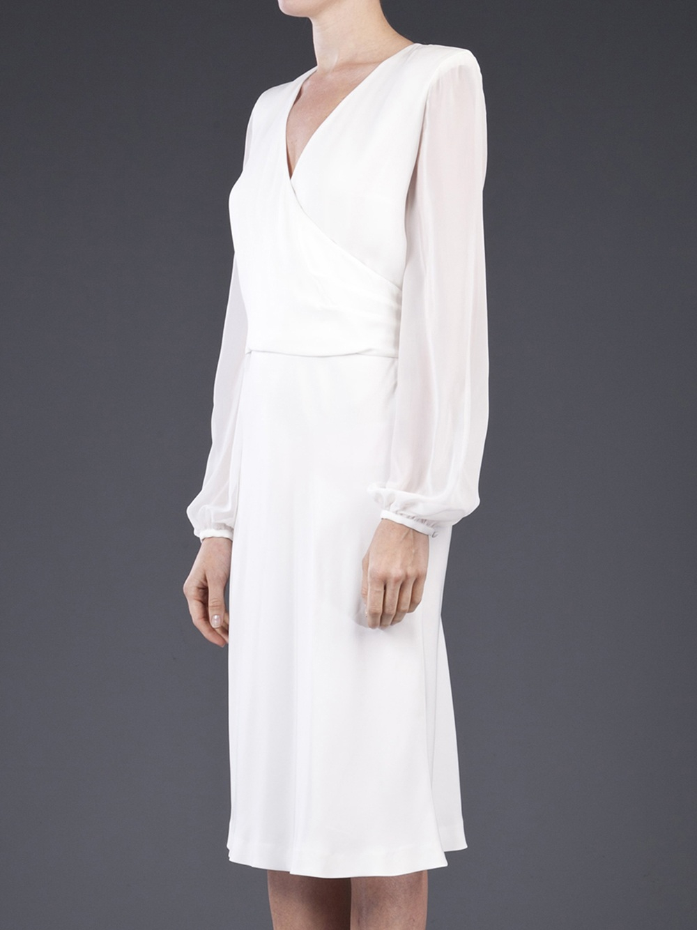 long sleeve wrap dress white