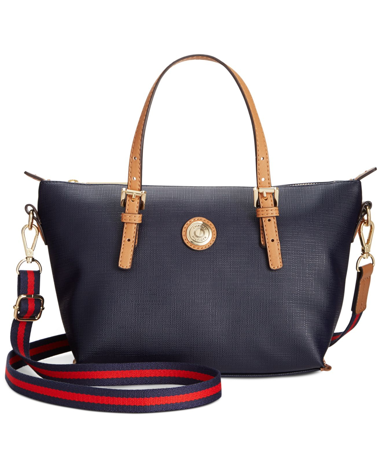 Tommy Hilfiger Th Shopper Pebble Small Convertible Tote in Navy (Blue ...