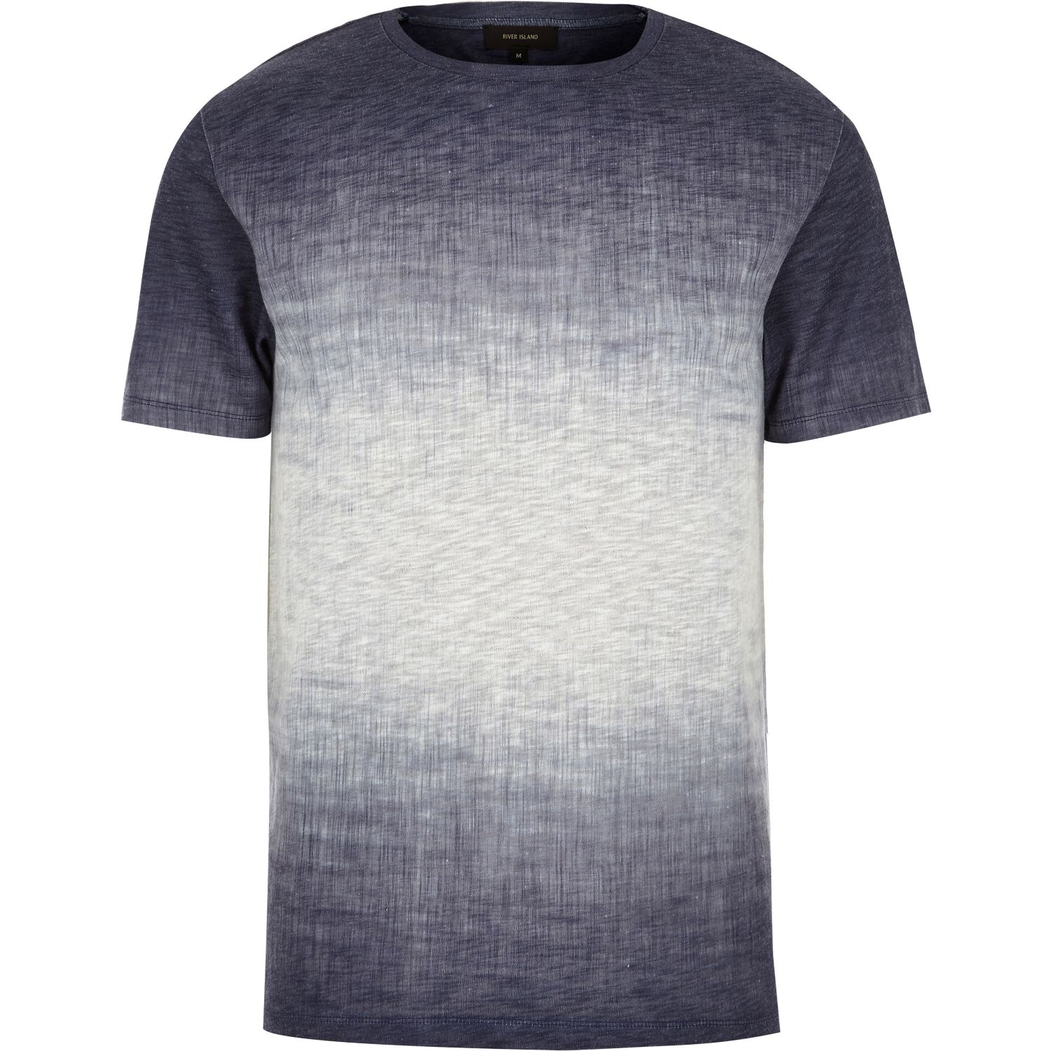 Lyst - River Island Navy Faded Texture T-shirt in Blue for Men