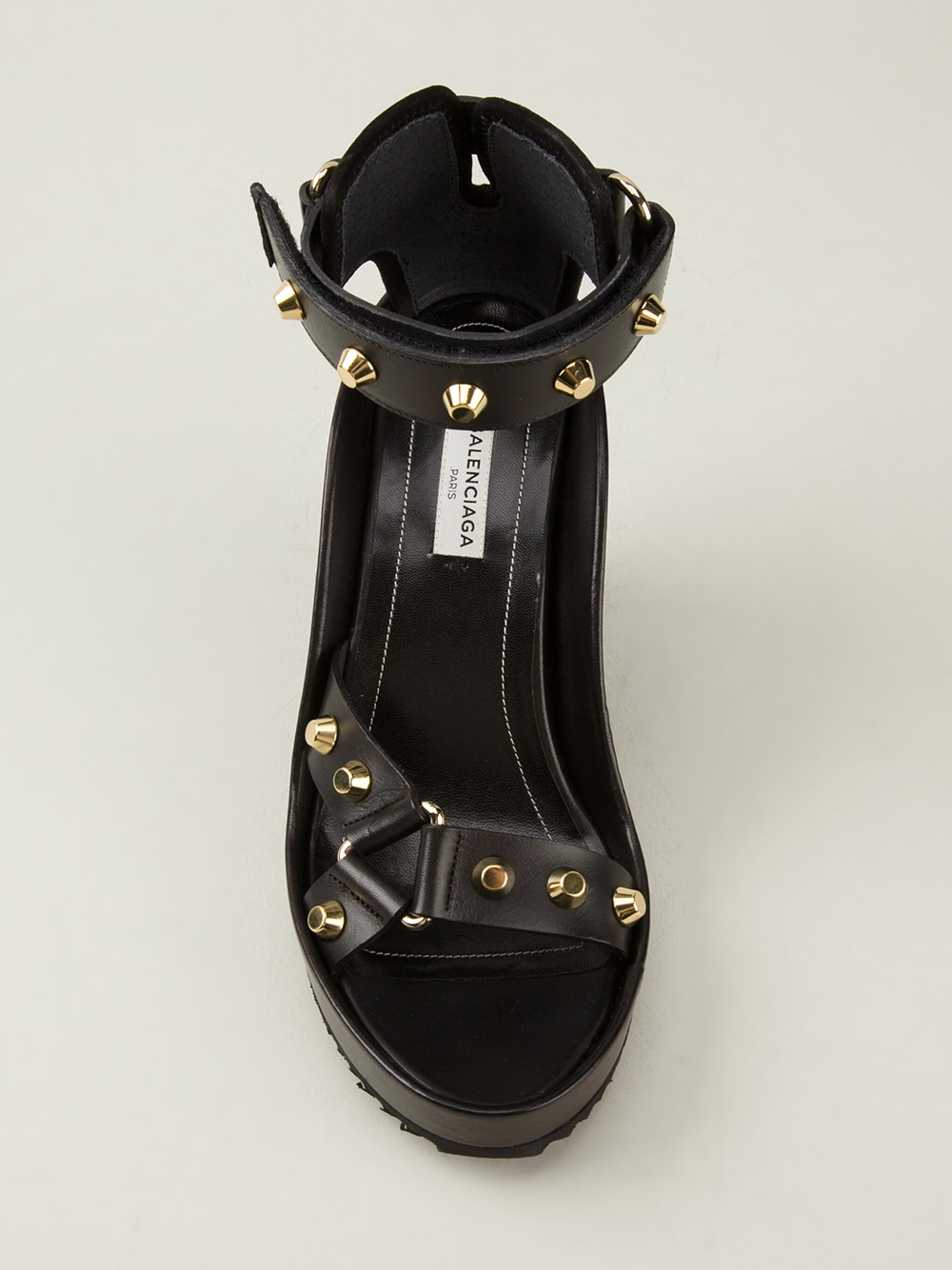 Balenciaga Studded Wedge Sandal in Black | Lyst