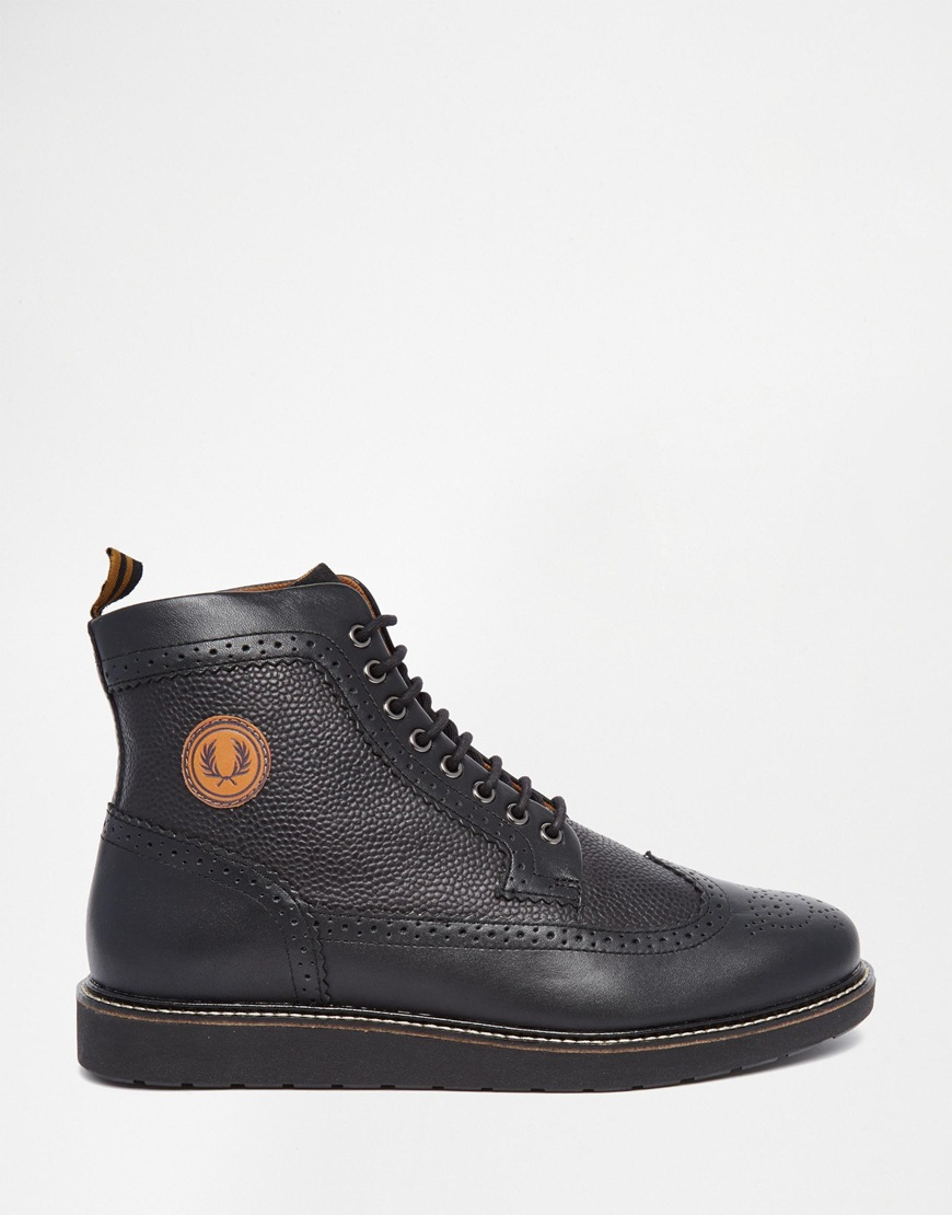 Fred Perry Northgate Leather Brogue Boots in Black for Men - Lyst
