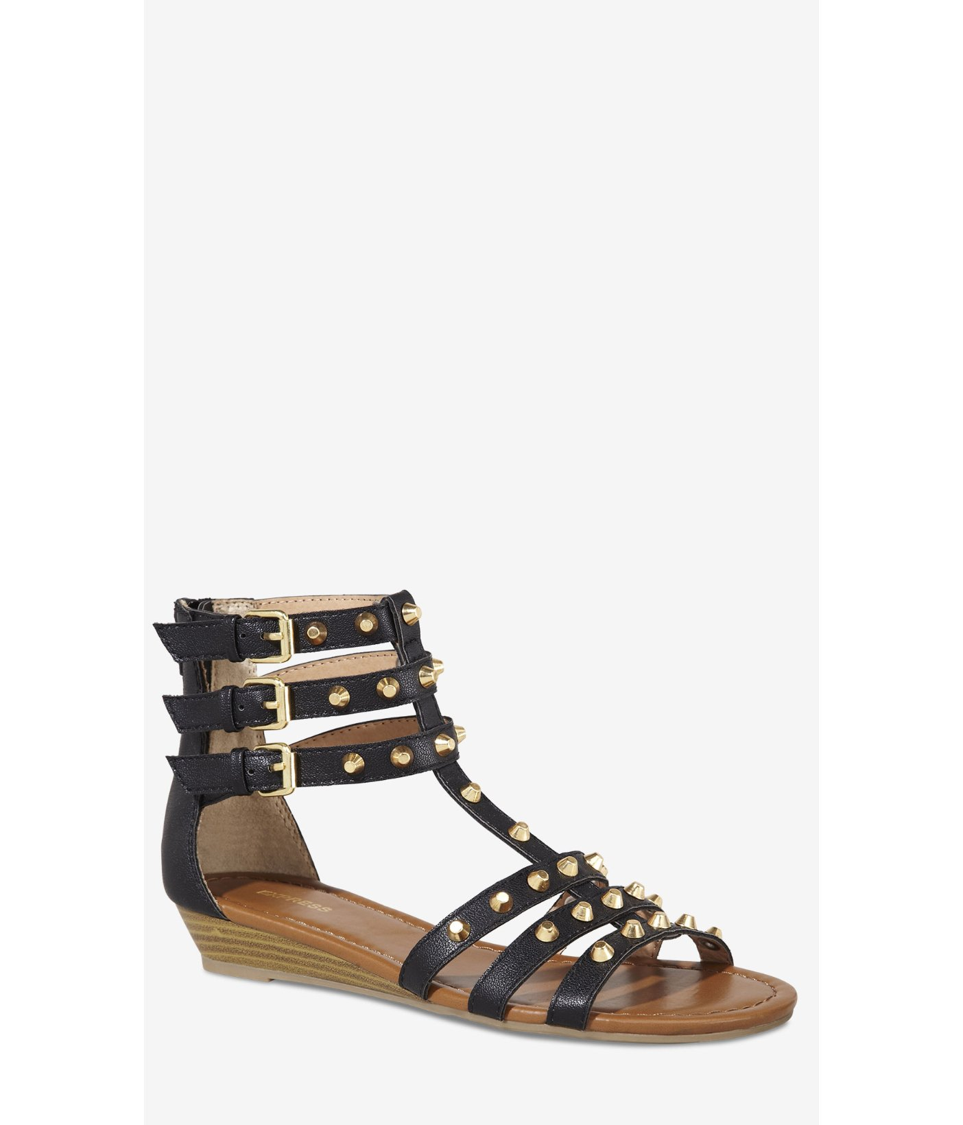block heel studded gladiator sandals