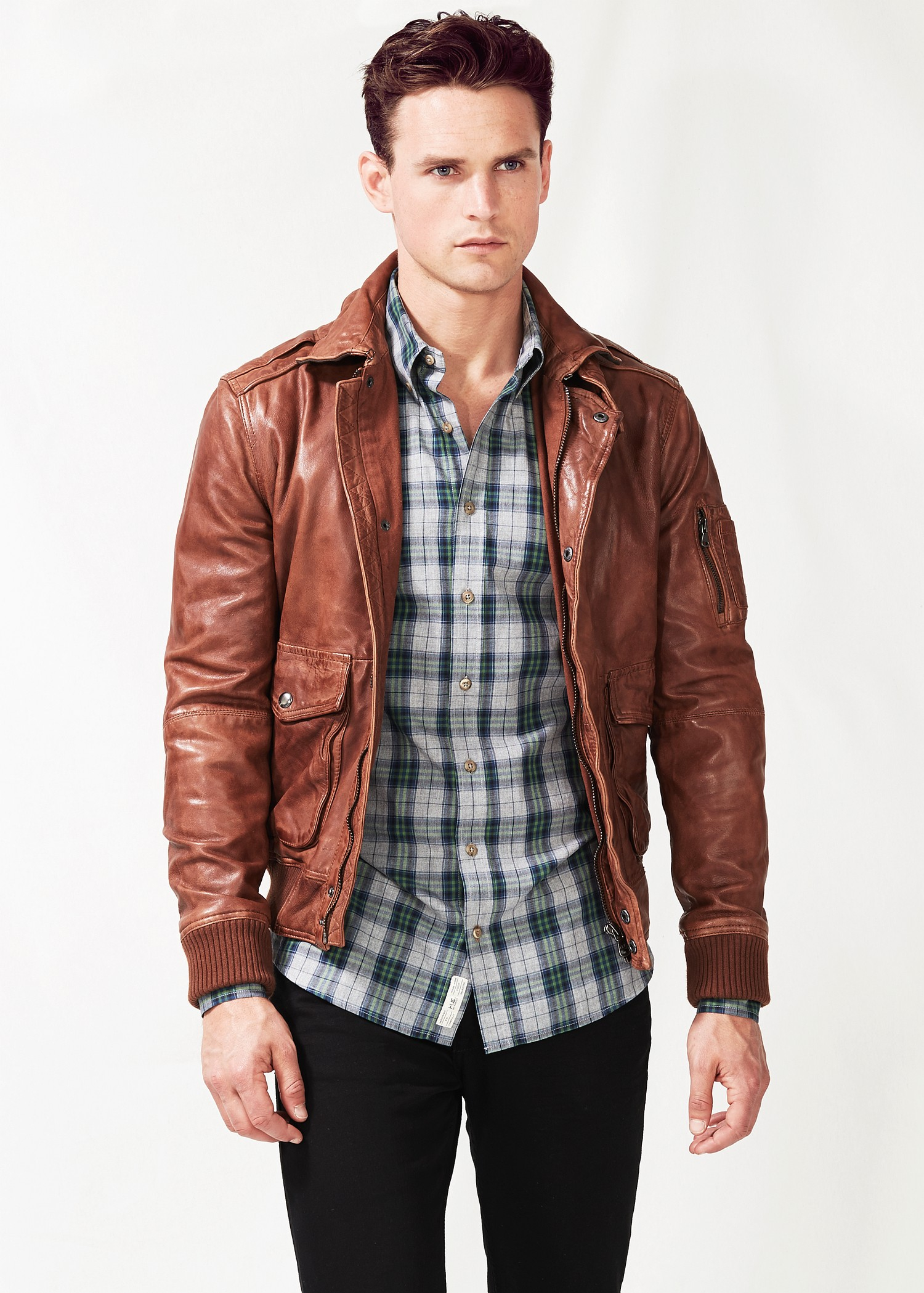 Mango Leather Aviator Jacket In Brown For Men Lyst Gallery