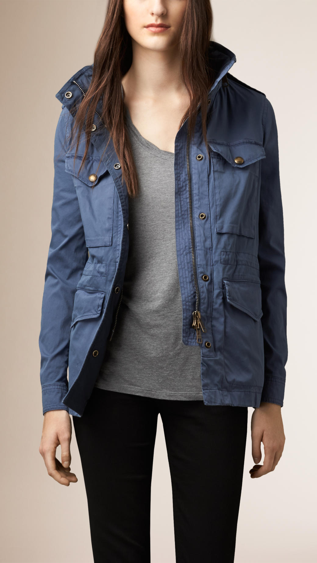 Burberry StretchCotton Field Jacket in Blue (pale canvas blue/storm