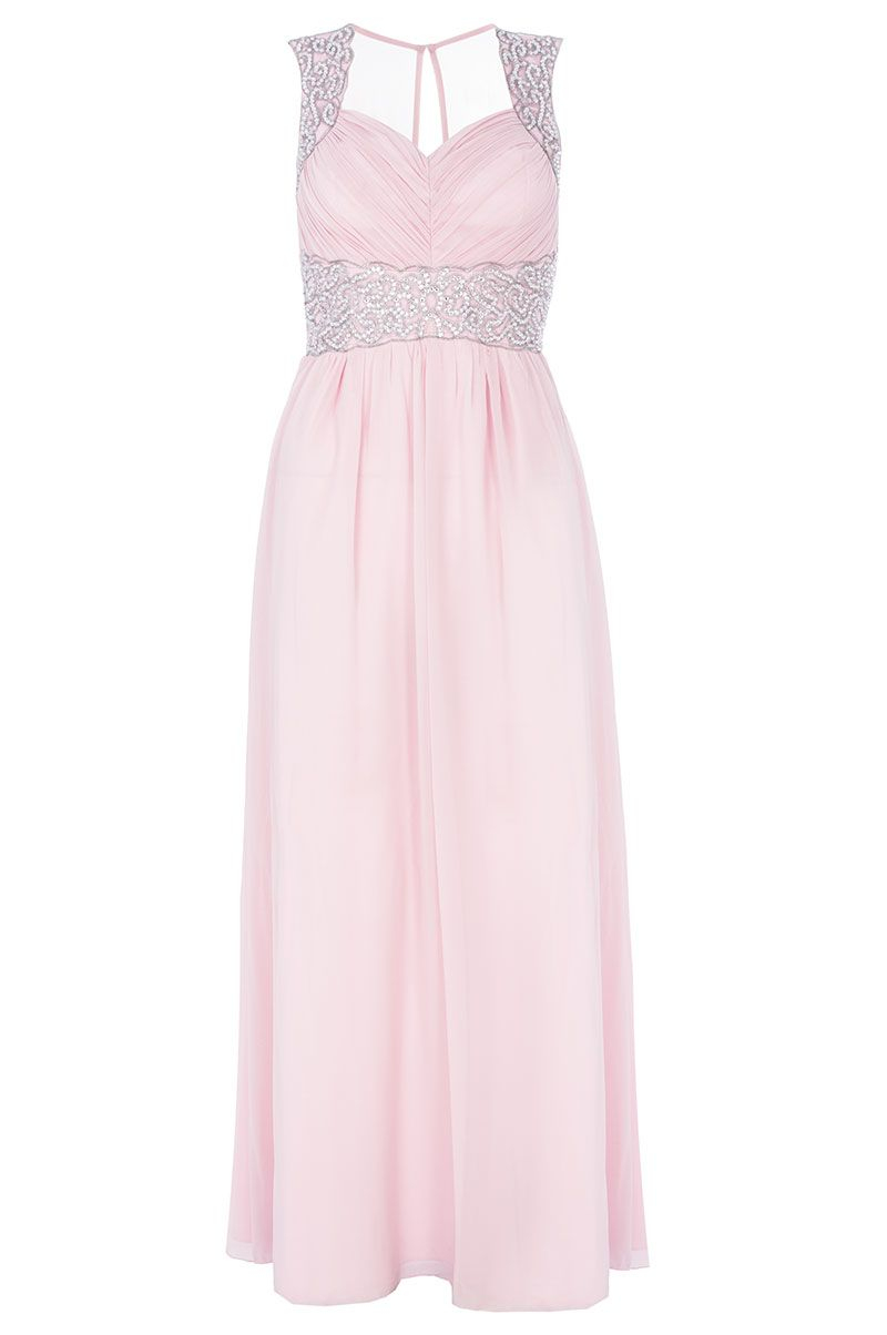 quiz pink embellished maxi dress