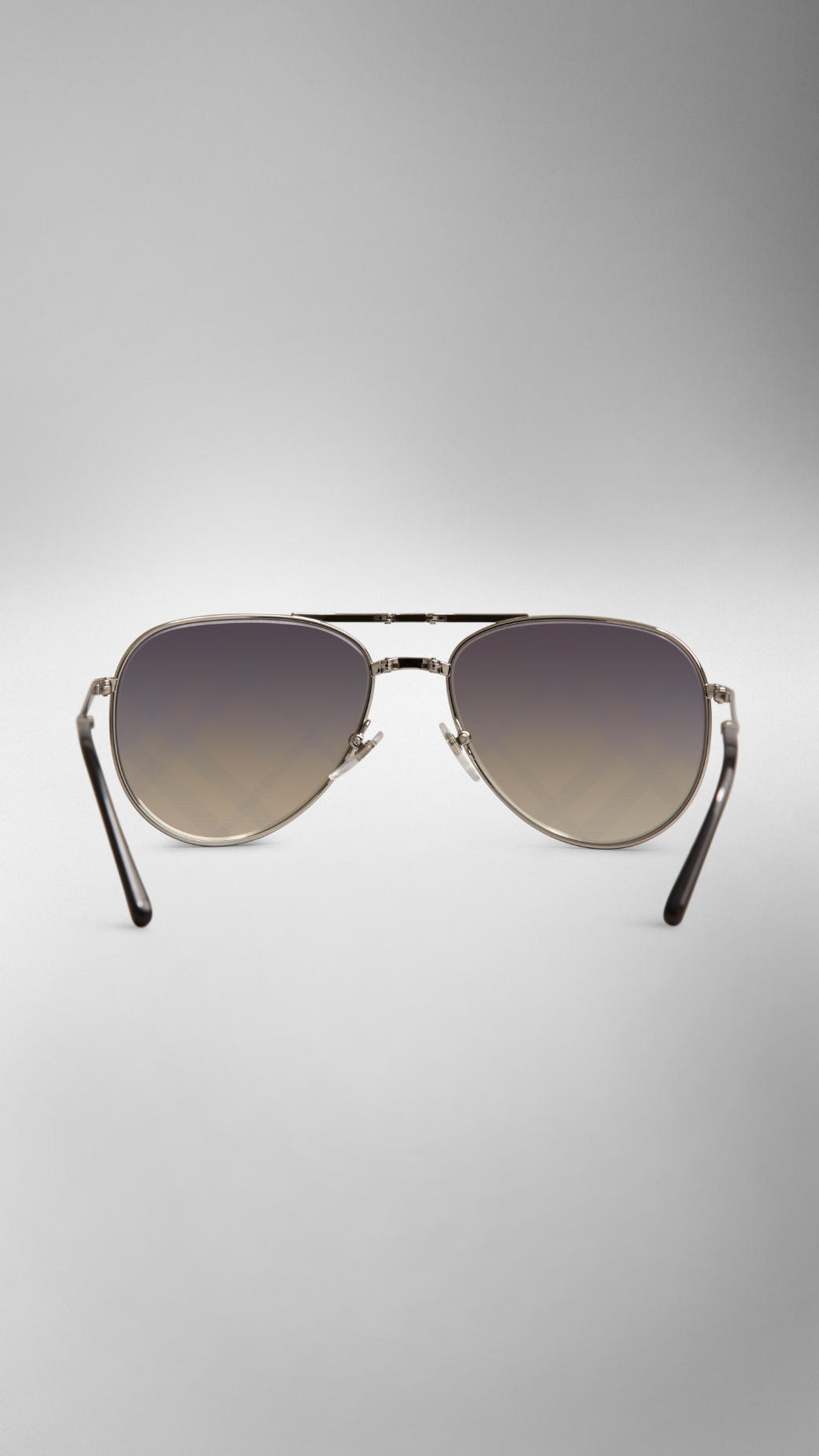 Burberry Foldable Aviator Sunglasses with Check Lenses in Black for Men |  Lyst