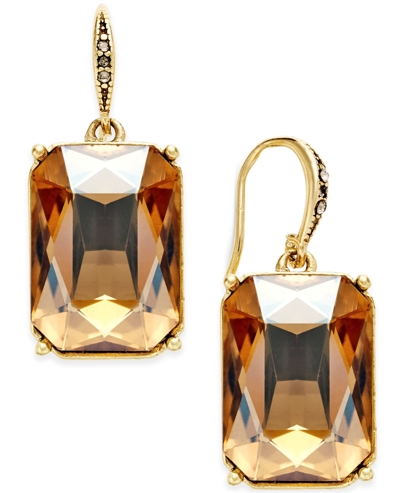 ABS By Allen Schwartz Goldtone Peach Stone Drop Earrings
