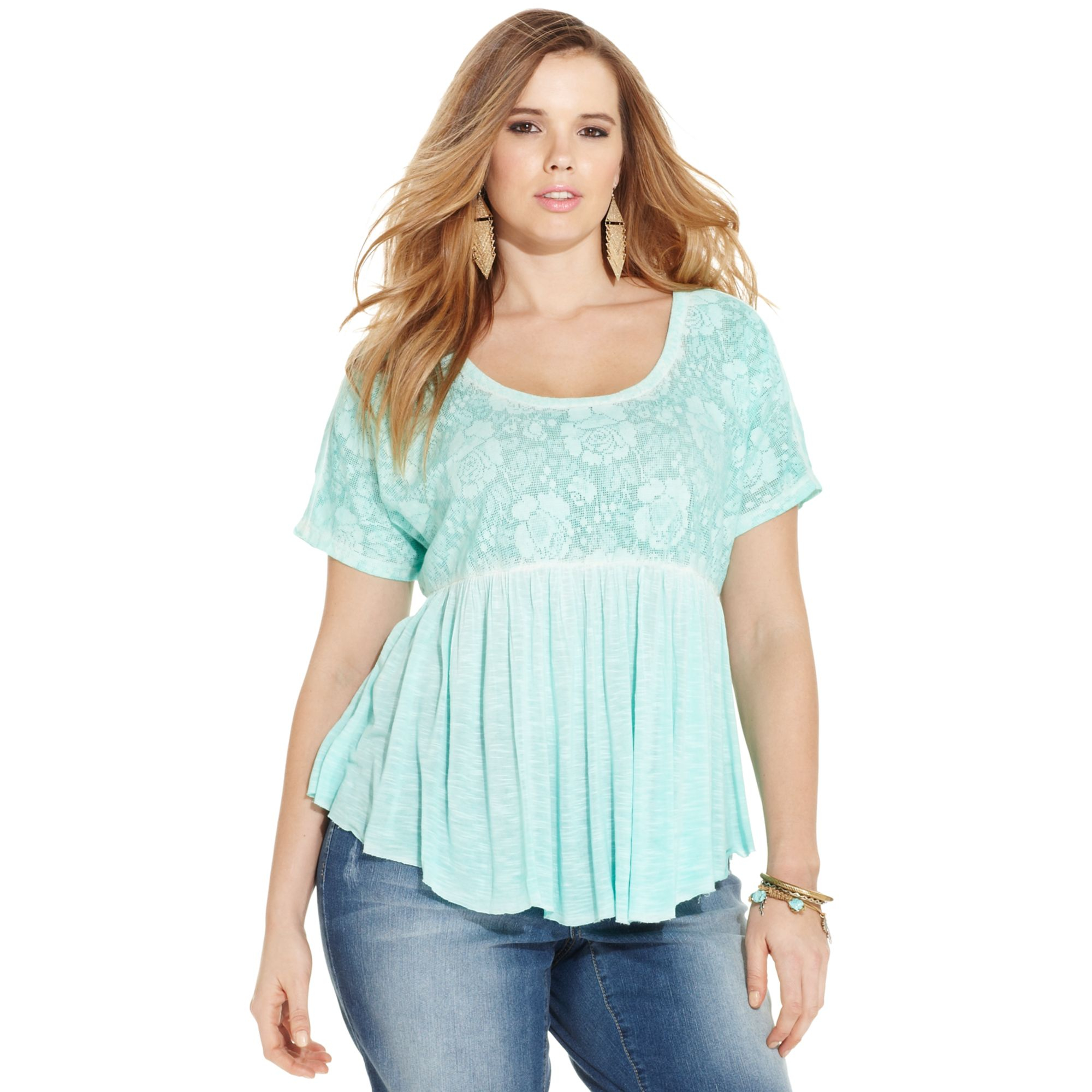 Lyst - Jessica Simpson Plus Size Shortsleeve Lace Babydoll -6471