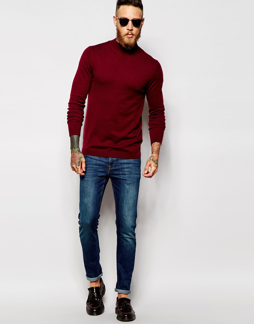 men's burgundy turtleneck